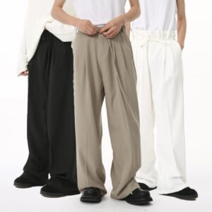Solid Color Drooping Straight Mopping Suit Pants